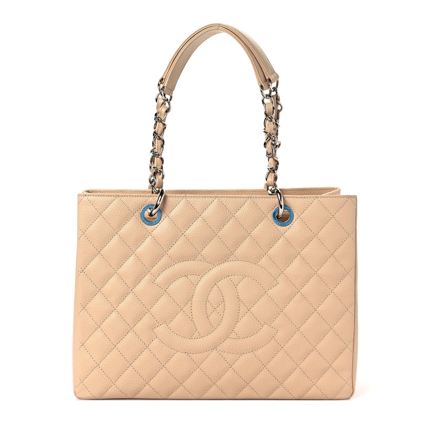 Caviar Quilted Grand Shopping Tote GST Beige Clair