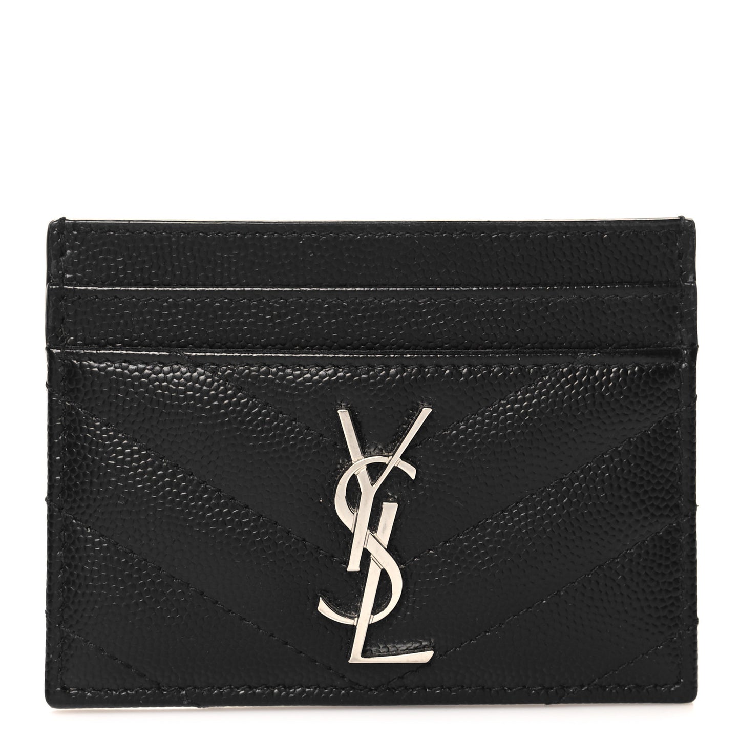 Grain De Poudre Matelasse Chevron Monogram Credit Card Case Black