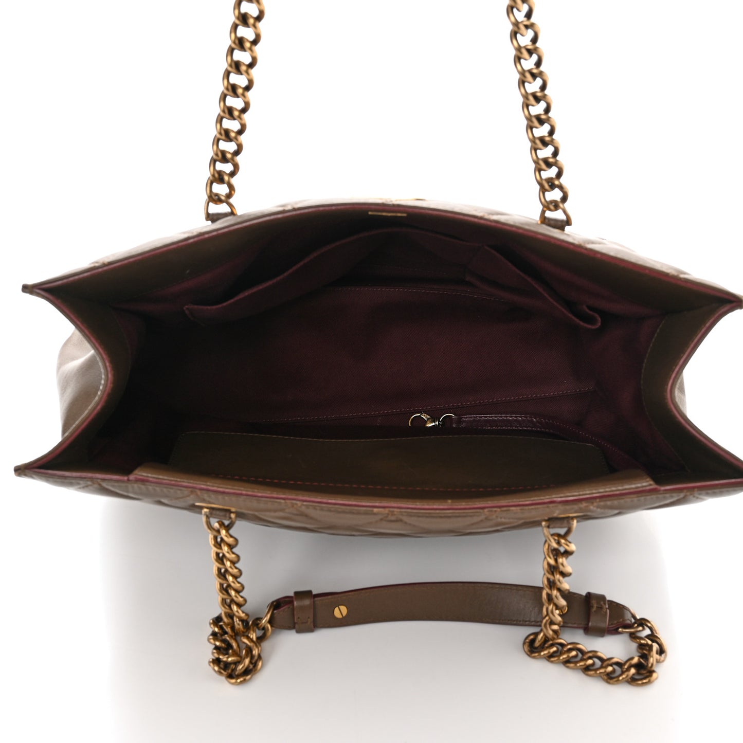 Calfskin Quilted Perfect Edge Tote Brown