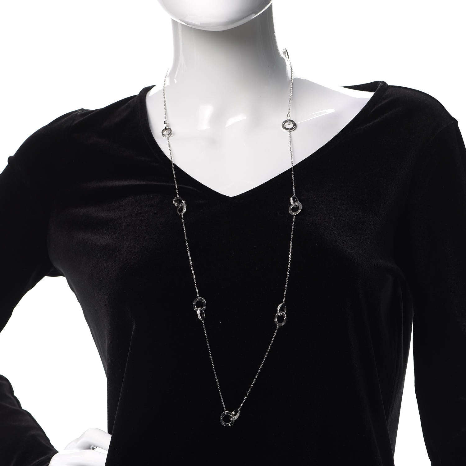 Cartier 18K White Gold Diamond LOVE Long Station Necklace 2 of 6