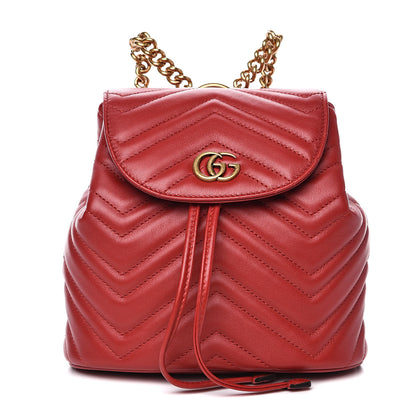 Gucci Calfskin Matelasse GG Marmont Flap Backpack Hibiscus Red 1 of 9