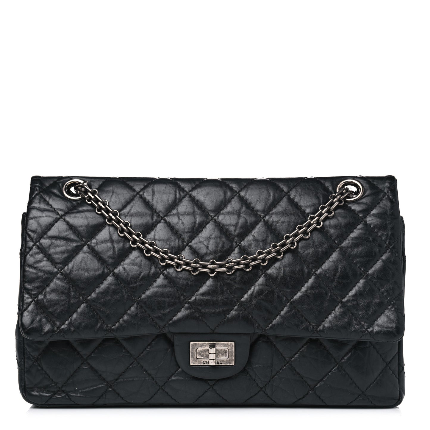 Aged Calfskin Quilted 2.55 Reissue 226 Flap Black