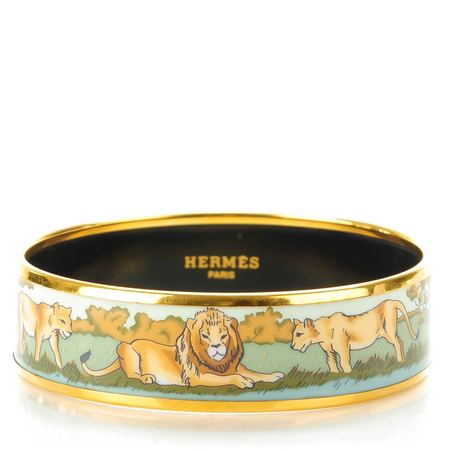 Hermes Enamel Printed Wide Lions Bracelet 65 1 of 5