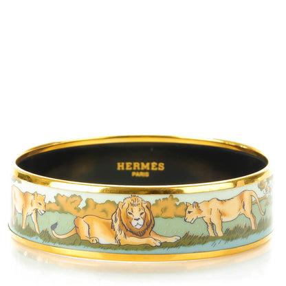 Hermes Enamel Printed Wide Lions Bracelet 65 1 of 5