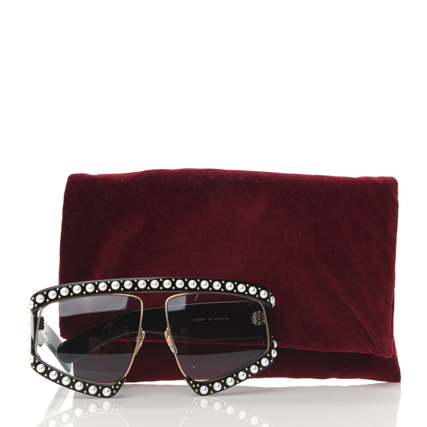 Gucci Acetate Pearl Rectangular Frame Sunglasses GG0234S Black 8 of 8