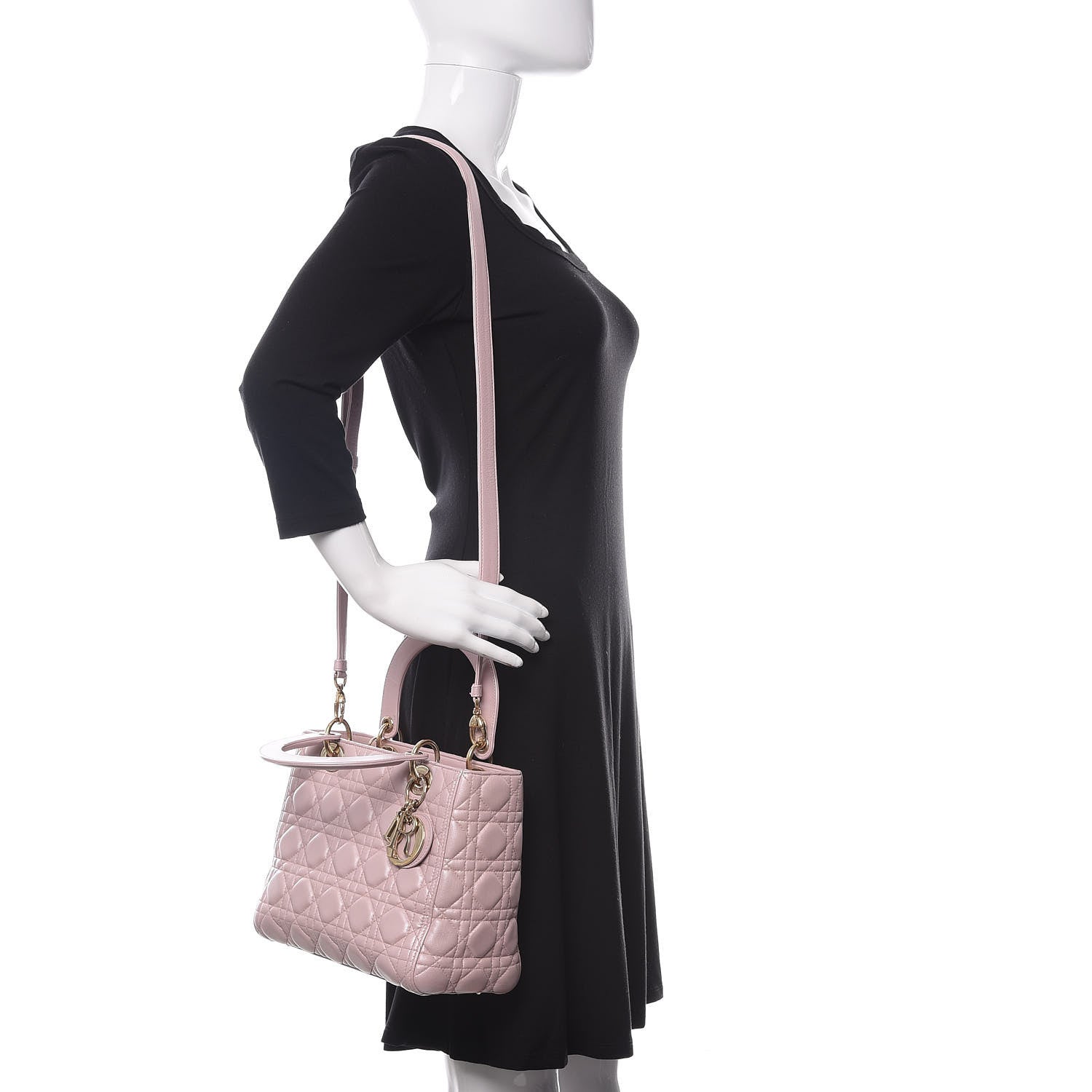 Christian Dior Pearly Lambskin Cannage Medium Lady Dior Lotus 2 of 10