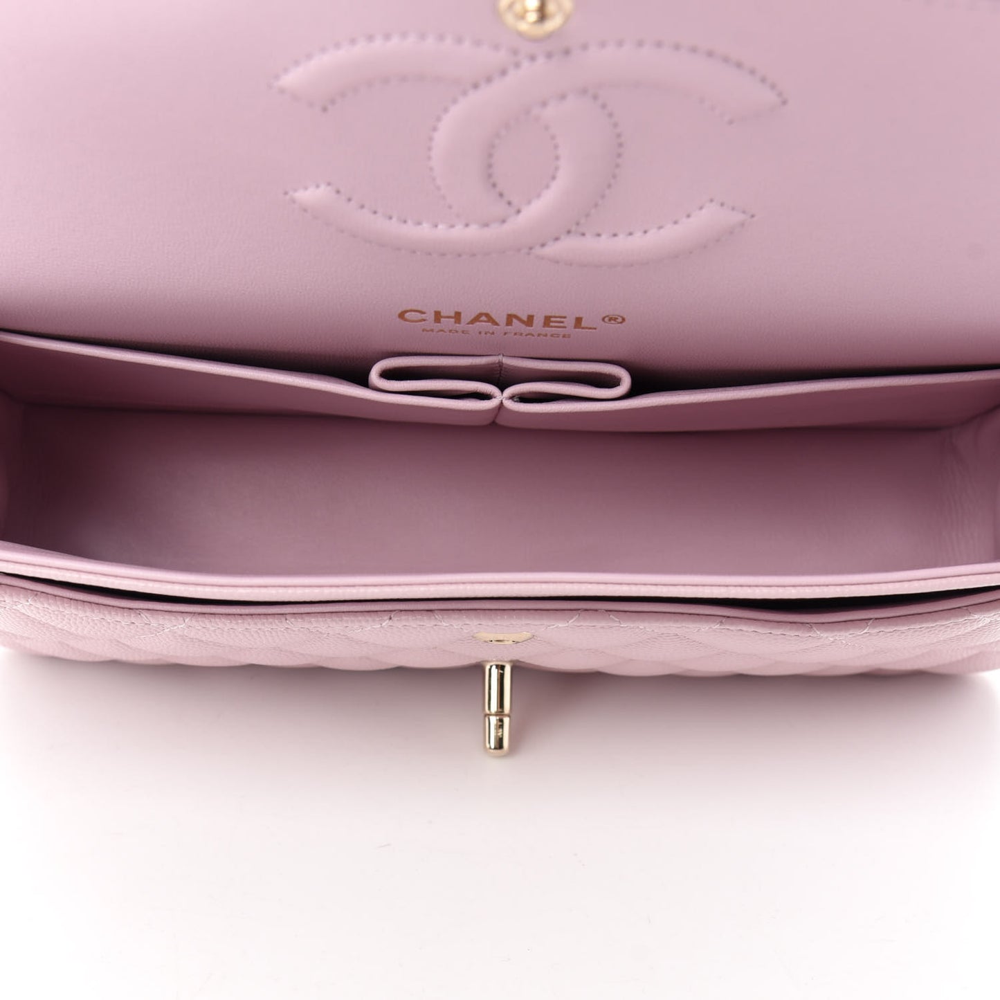 Caviar Quilted Medium Double Flap Light Pink