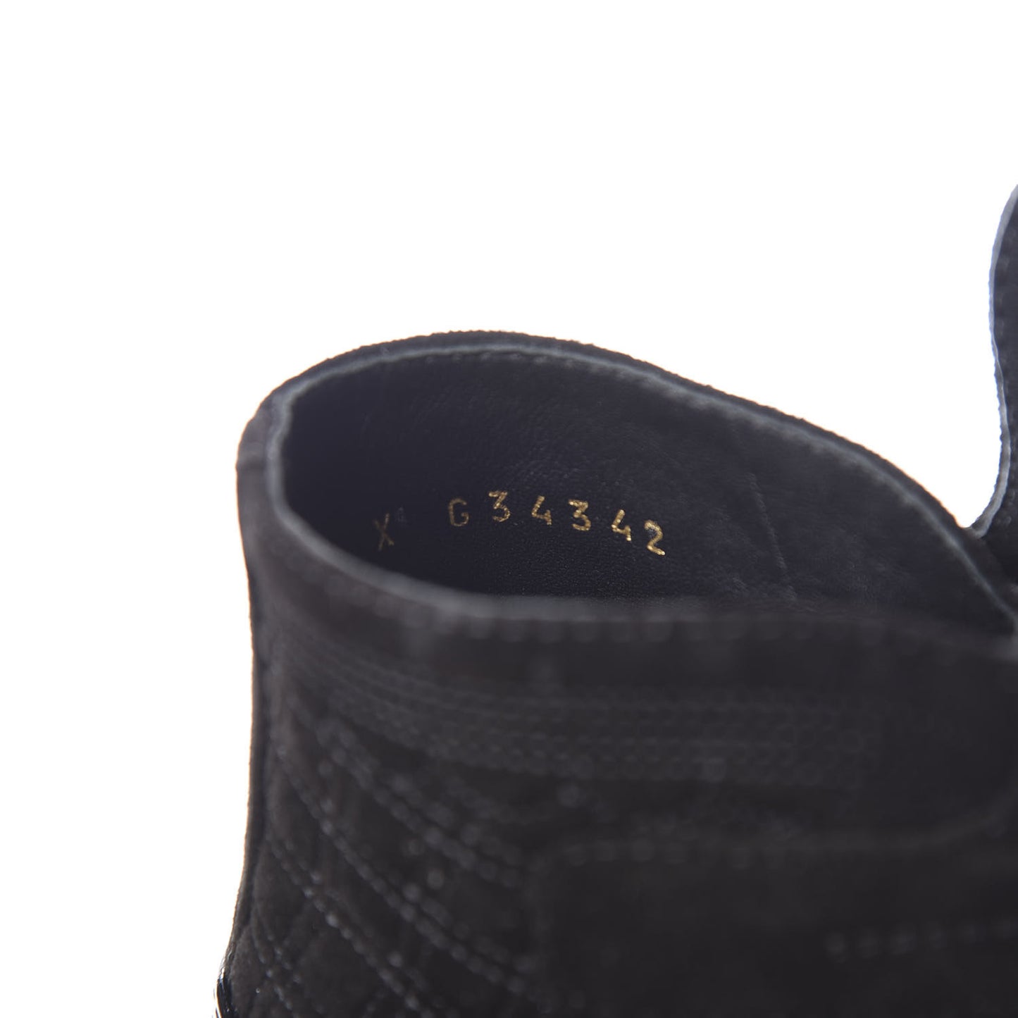 Suede Patent Calfskin Quilted Cap Toe Short Boots 38.5 Black