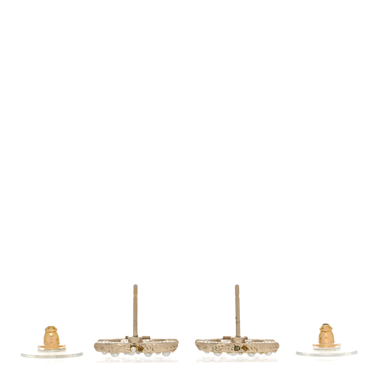 Metal Graduated Pearl Crystal CC Earrings Light Gold