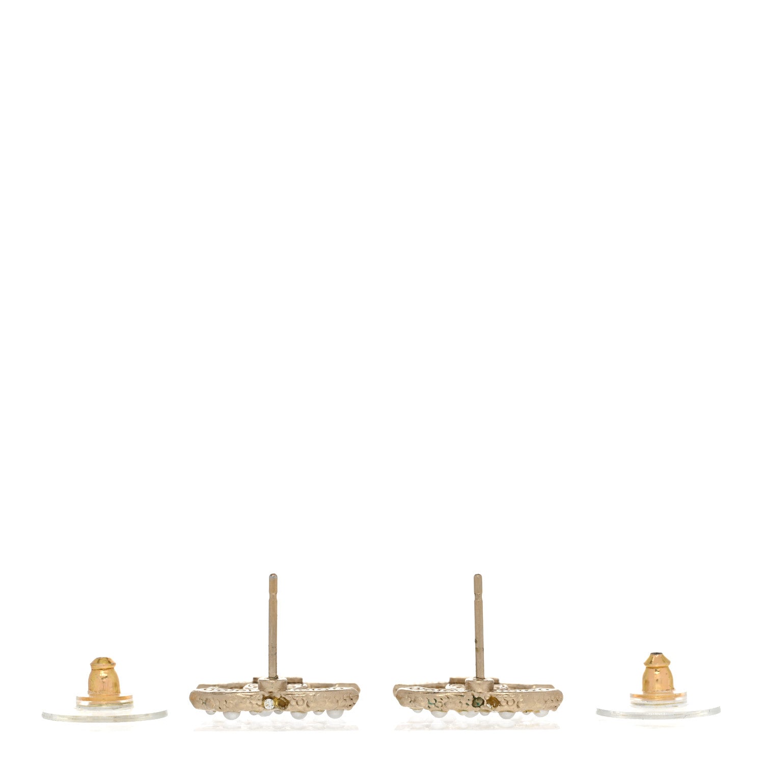 Chanel Metal Graduated Pearl Crystal CC Earrings Light Gold 3 of 6