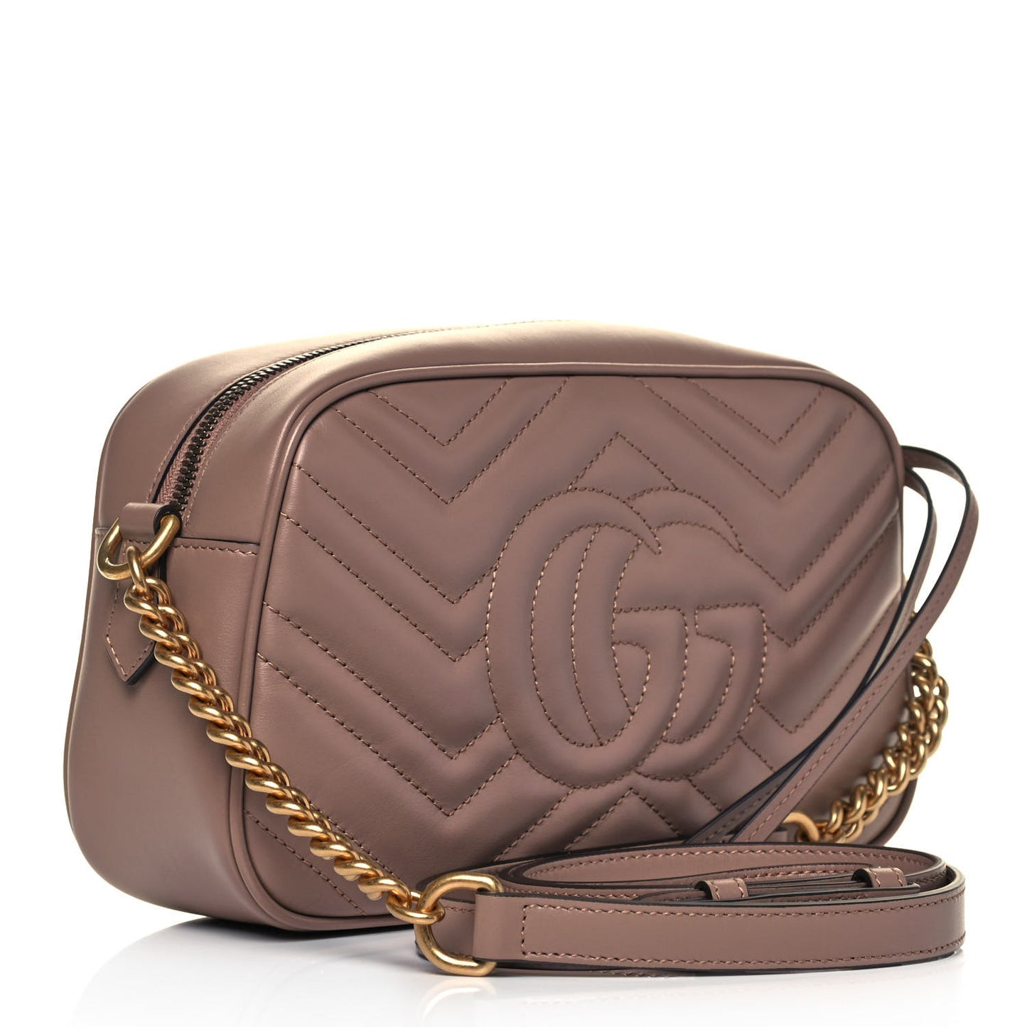 Calfskin Matelasse Small GG Marmont Chain Shoulder Bag Porcelain Rose