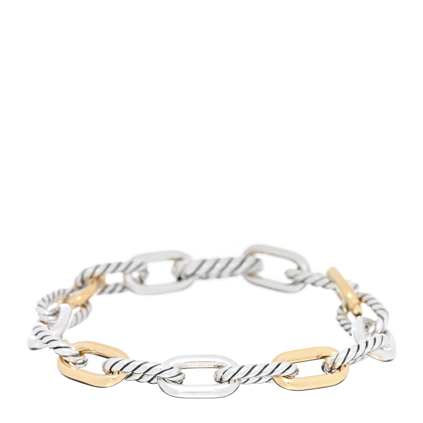 Sterling Silver 18K Yellow Gold 8.5mm DY Madison Link Chain Bracelet