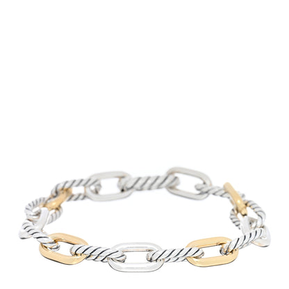 David Yurman Sterling Silver 18K Yellow Gold 8.5mm DY Madison Link Chain Bracelet 1 of 3