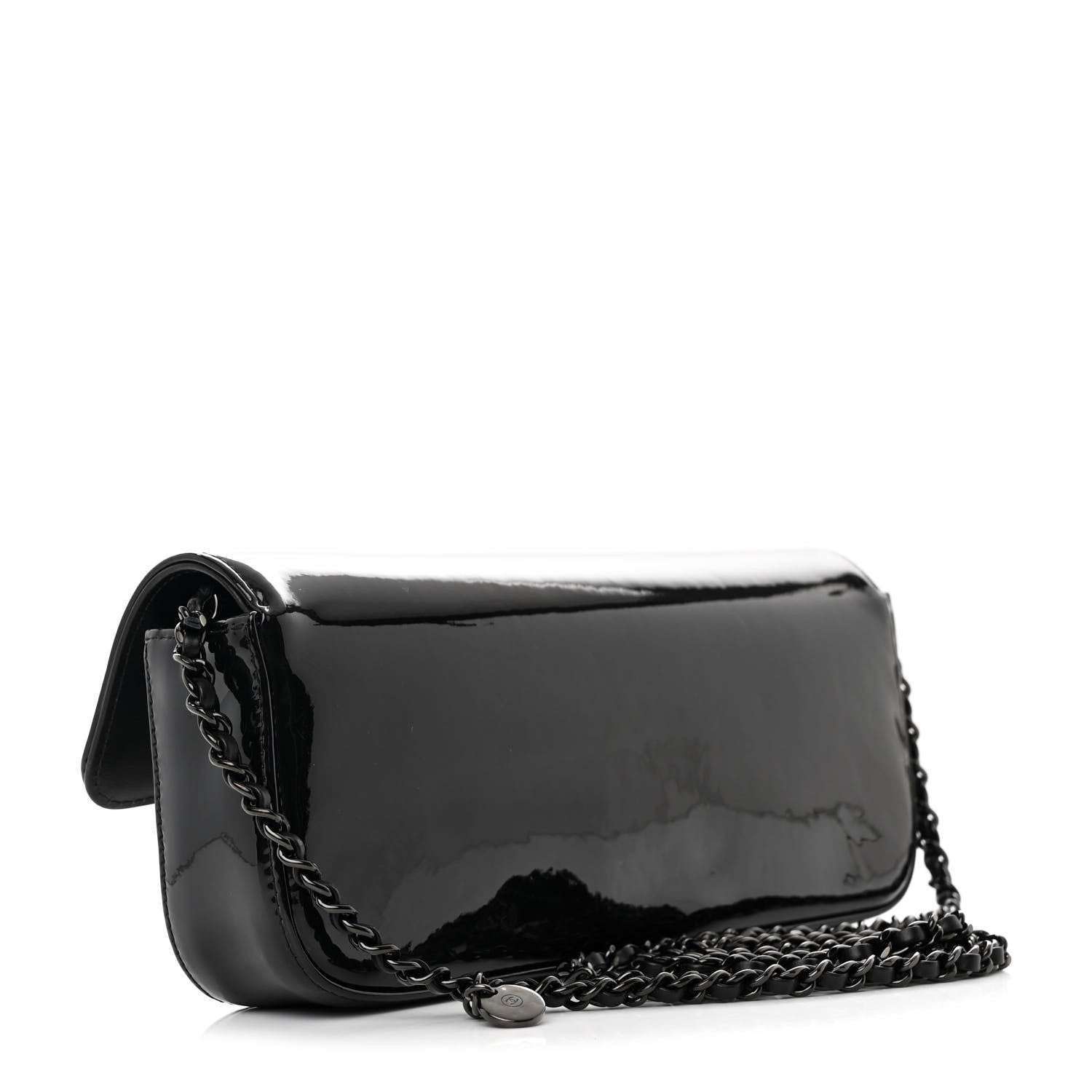 Chanel Patent Calfskin Camellia E/W Flap So Black 3 of 11