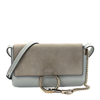 Chloe Suede Calfskin Small Faye Shoulder Bag Airy Grey 1 of 9