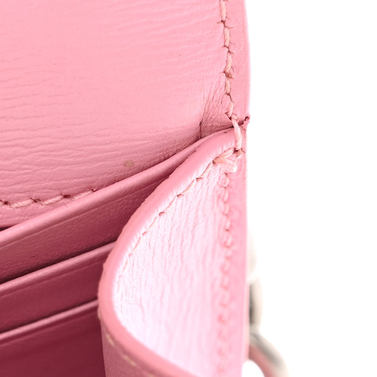 Calfskin Stripe Embossed Gossip Chain Bag XS Candy Pink
