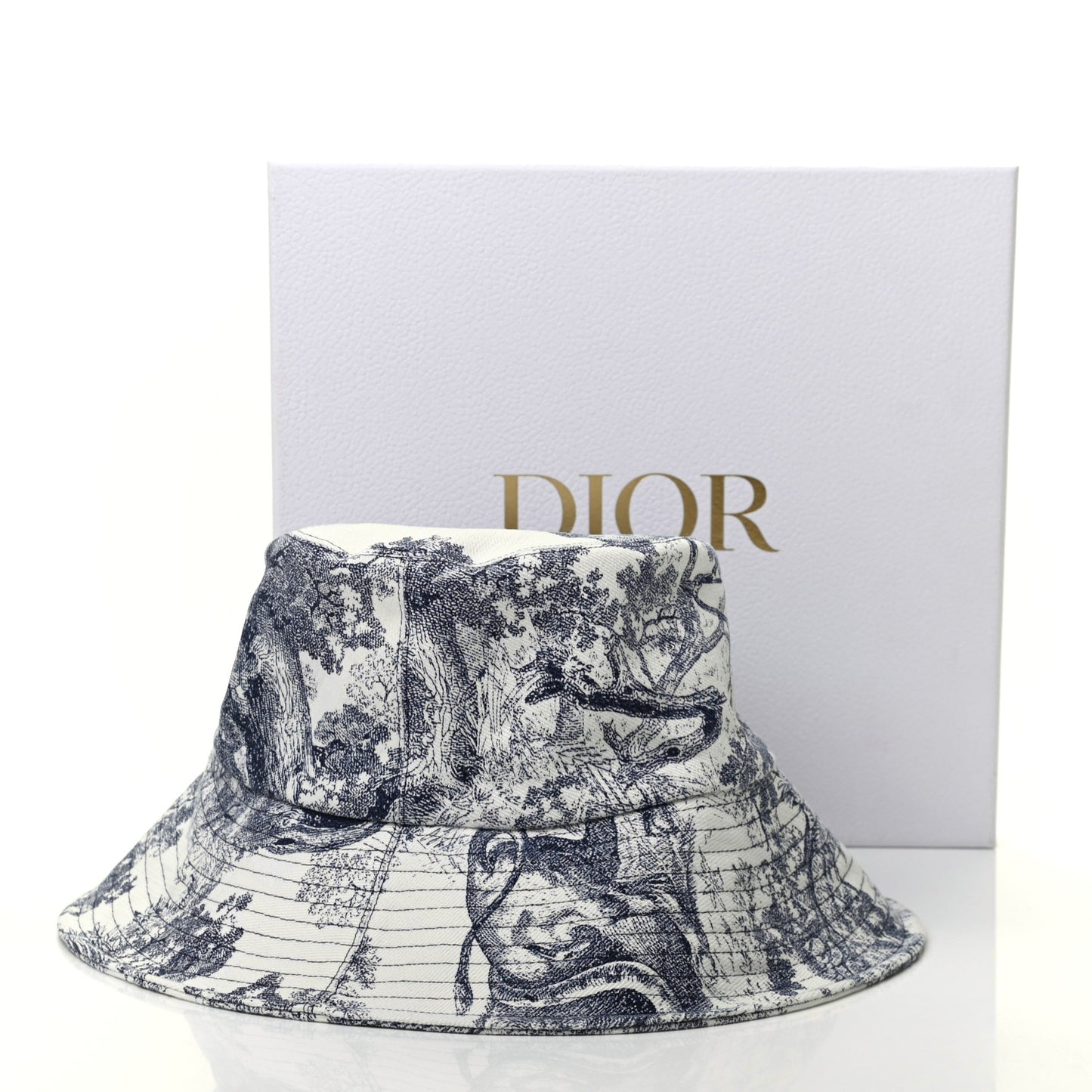Cotton Toile De Jouy Bucket Hat 57 Blue