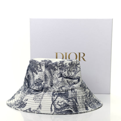 Christian Dior Cotton Toile De Jouy Bucket Hat 57 Blue 9 of 9