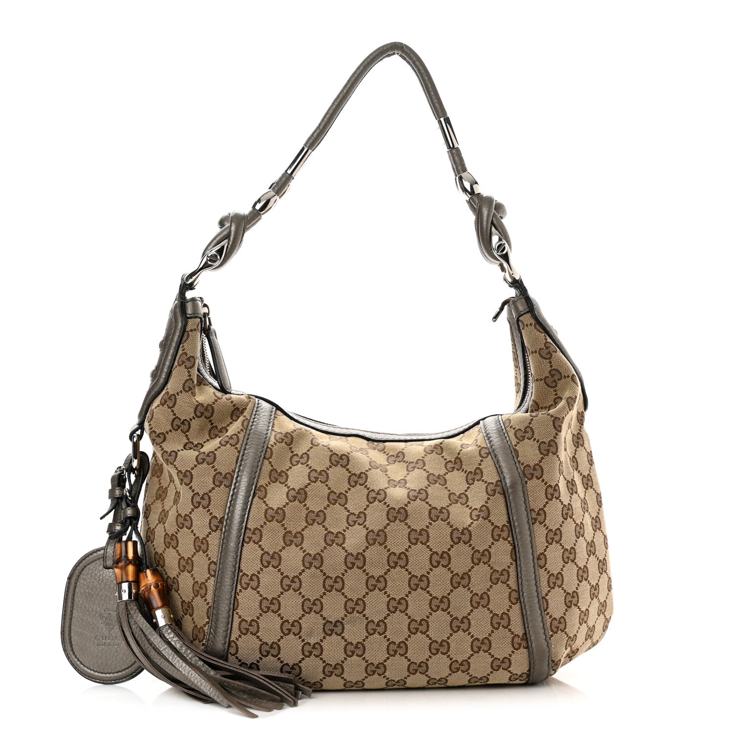 Gucci Monogram Medium Techno Horsebit Hobo Pewter 1 of 12