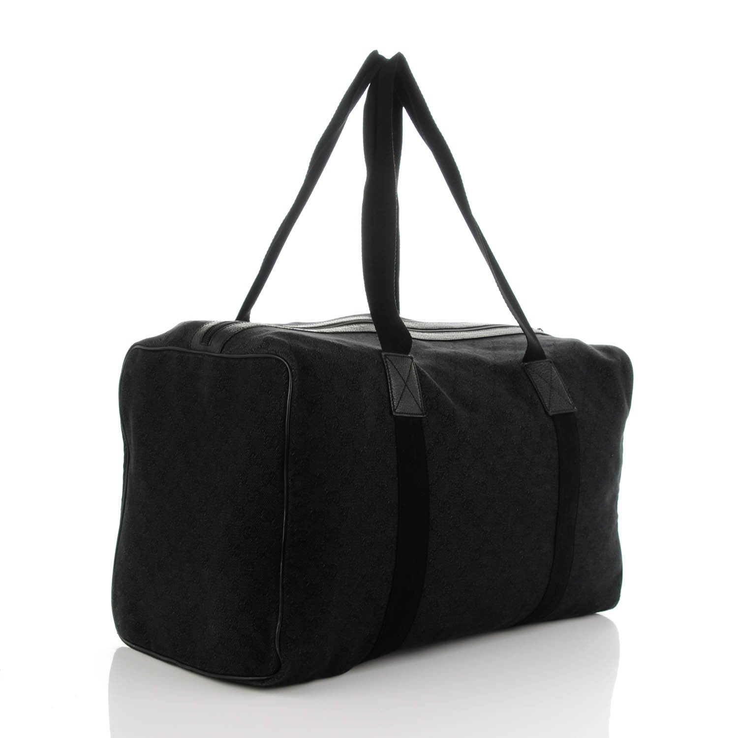 Gucci Denim Monogram Large Collapsible Carry On Duffle Black 3 of 7