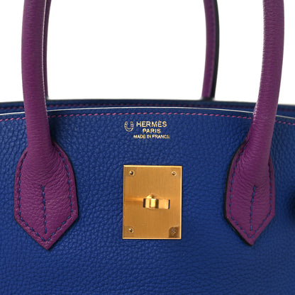 Hermes Togo Horseshoe Birkin 30 Blue Electrique Anemone 6 of 12