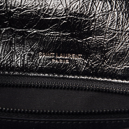 Saint Laurent Crinkled Calfskin Matelasse Monogram Medium Niki Chain Satchel Black 7 of 12