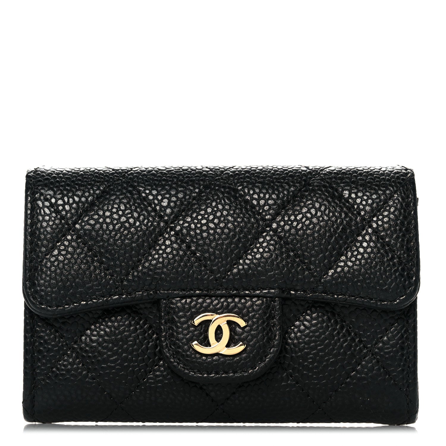 Chanel Caviar Quilted Flap Card Holder Wallet Black 1 of 9