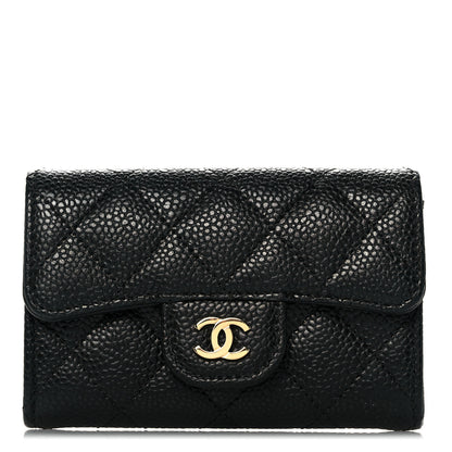 Chanel Caviar Quilted Flap Card Holder Wallet Black 1 of 9