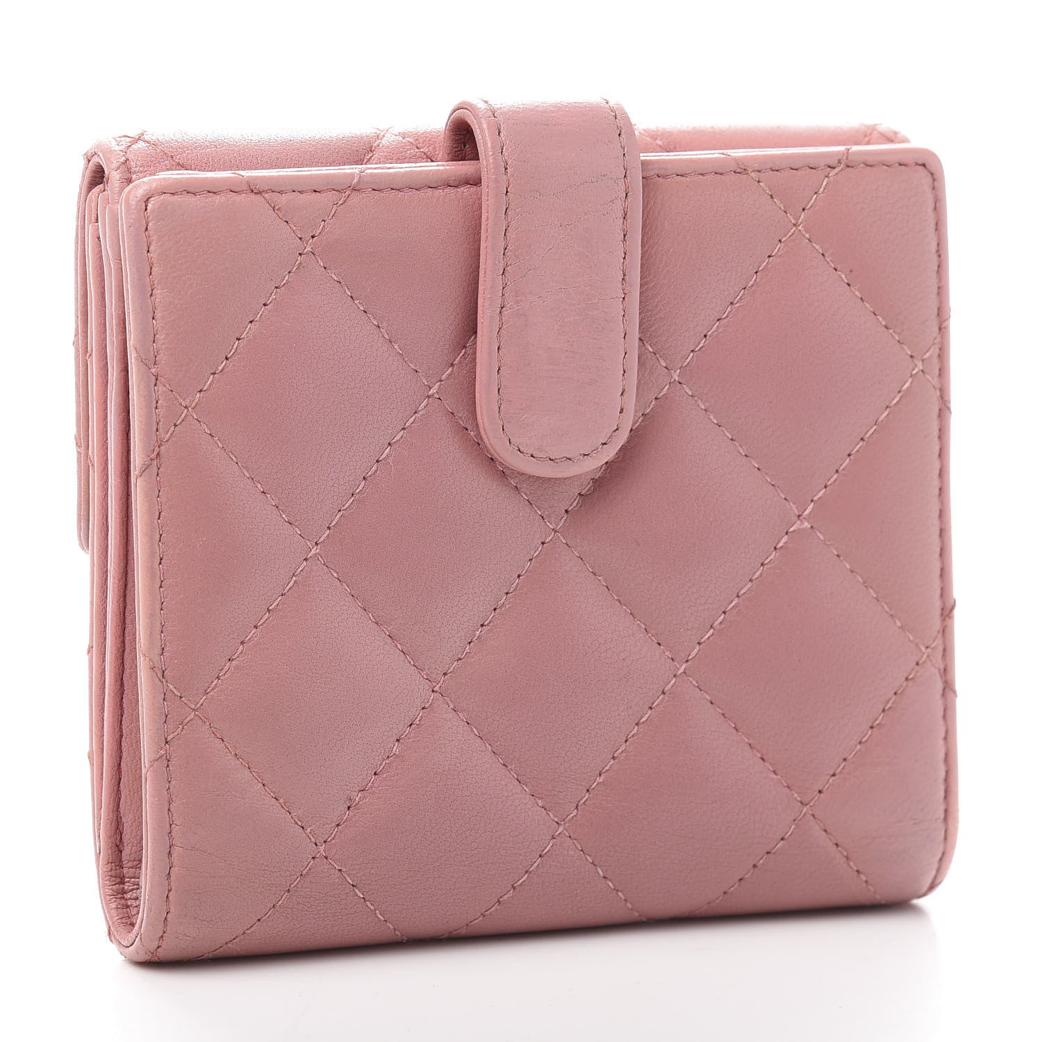 Chanel Lambskin Quilted Compact French Flap Wallet Pink 3 of 12
