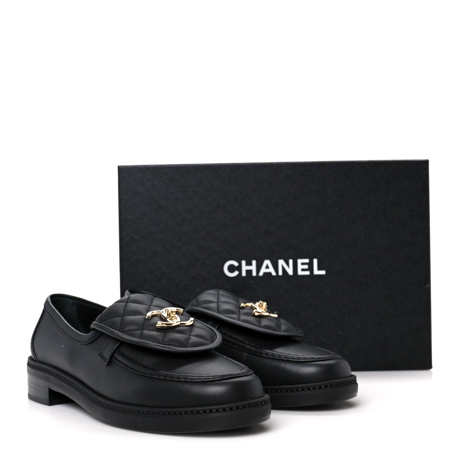 Chanel Lambskin Quilted CC Turnlock Loafers 39 Black 11 of 11