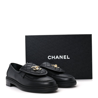 Chanel Lambskin Quilted CC Turnlock Loafers 39 Black 11 of 11