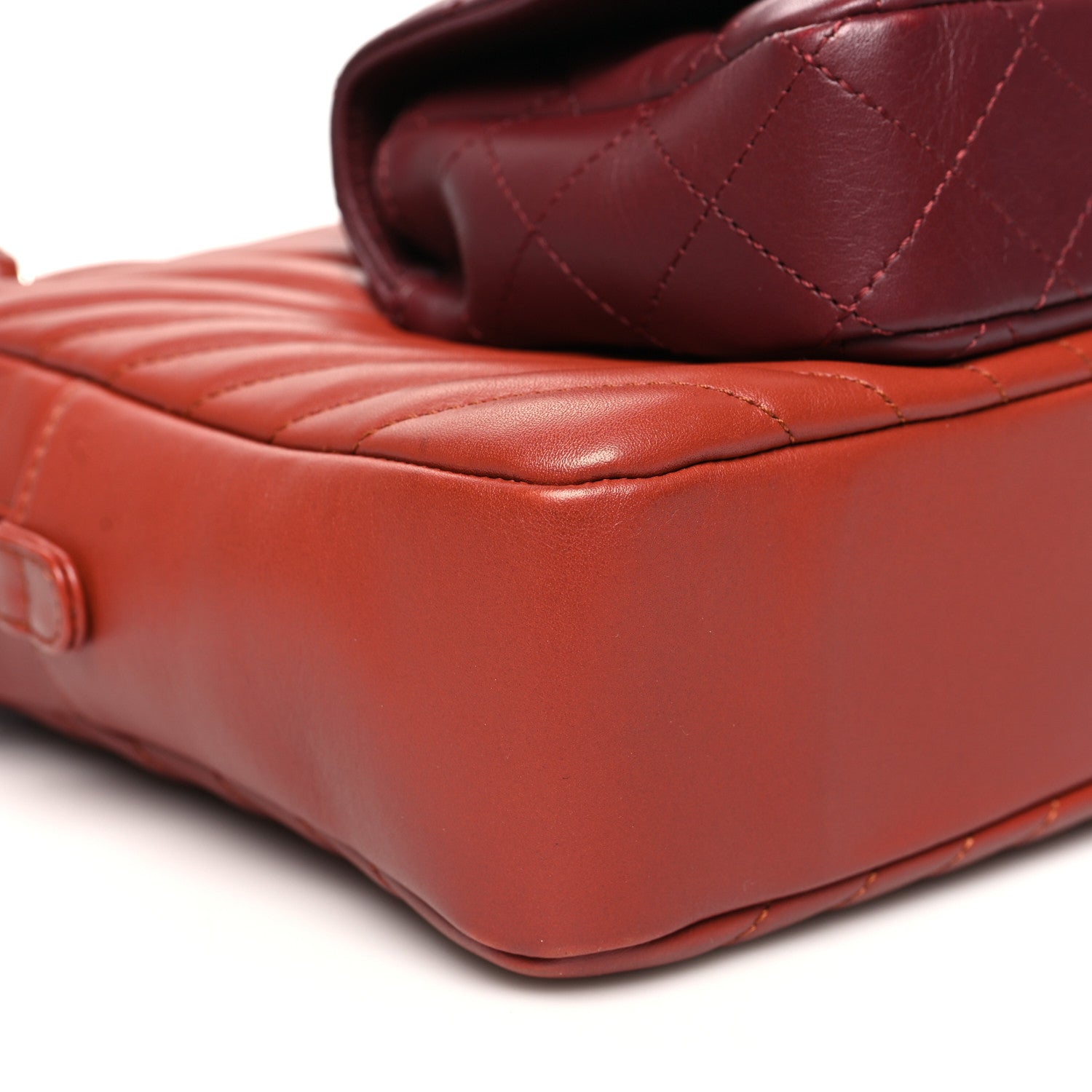 Chanel Calfskin Chevron Quilted Double Camera Bag With Flap Red 12 of 14