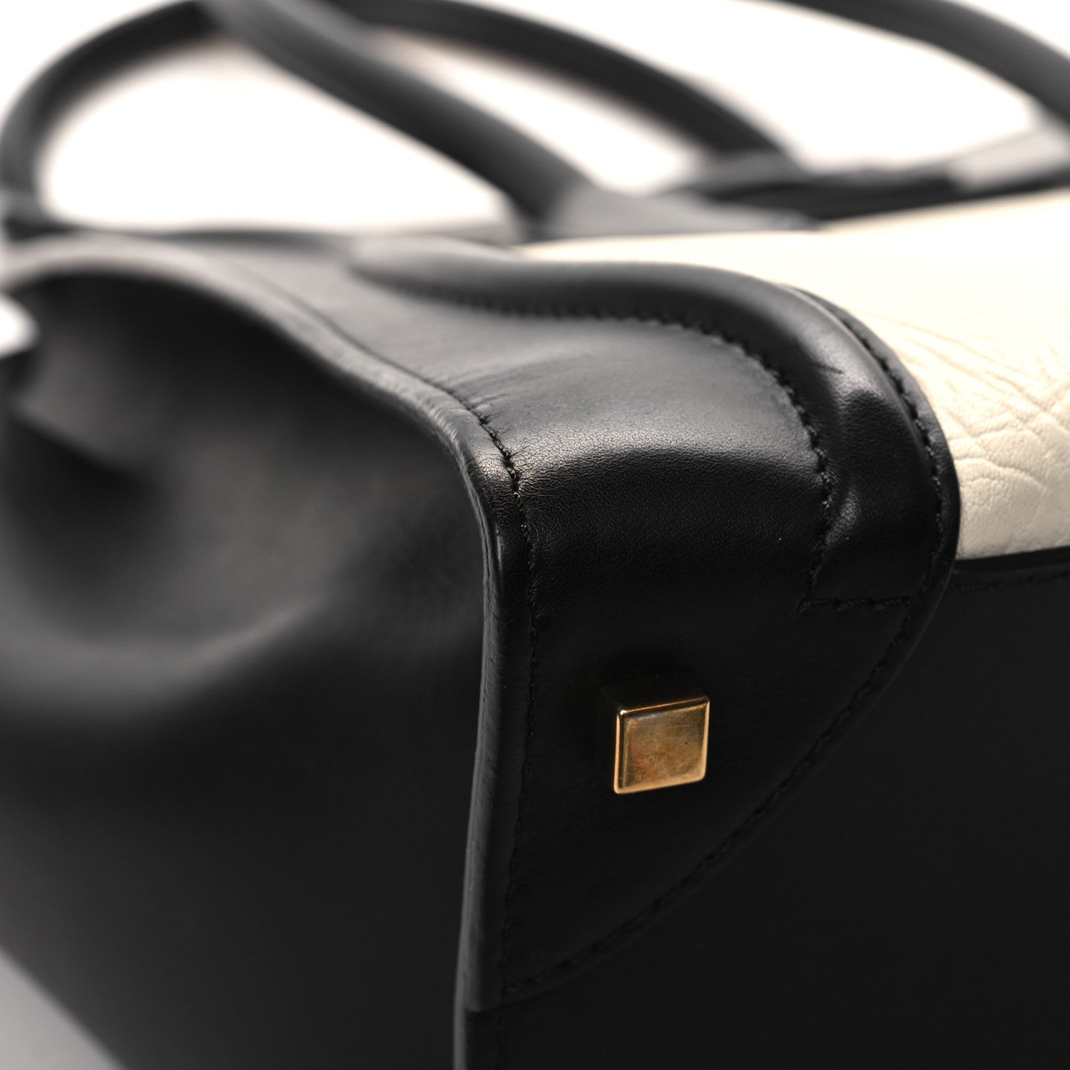 Celine Elephant Calfskin Mini Bi-Color Luggage Black White 8 of 12