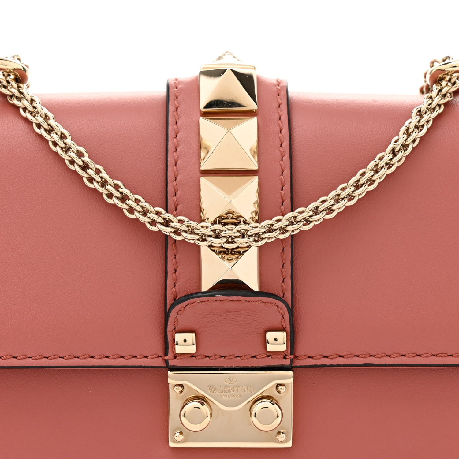 Valentino Garavani Vitello Small Glam Lock Rockstud Flap Antique Rose 7 of 12