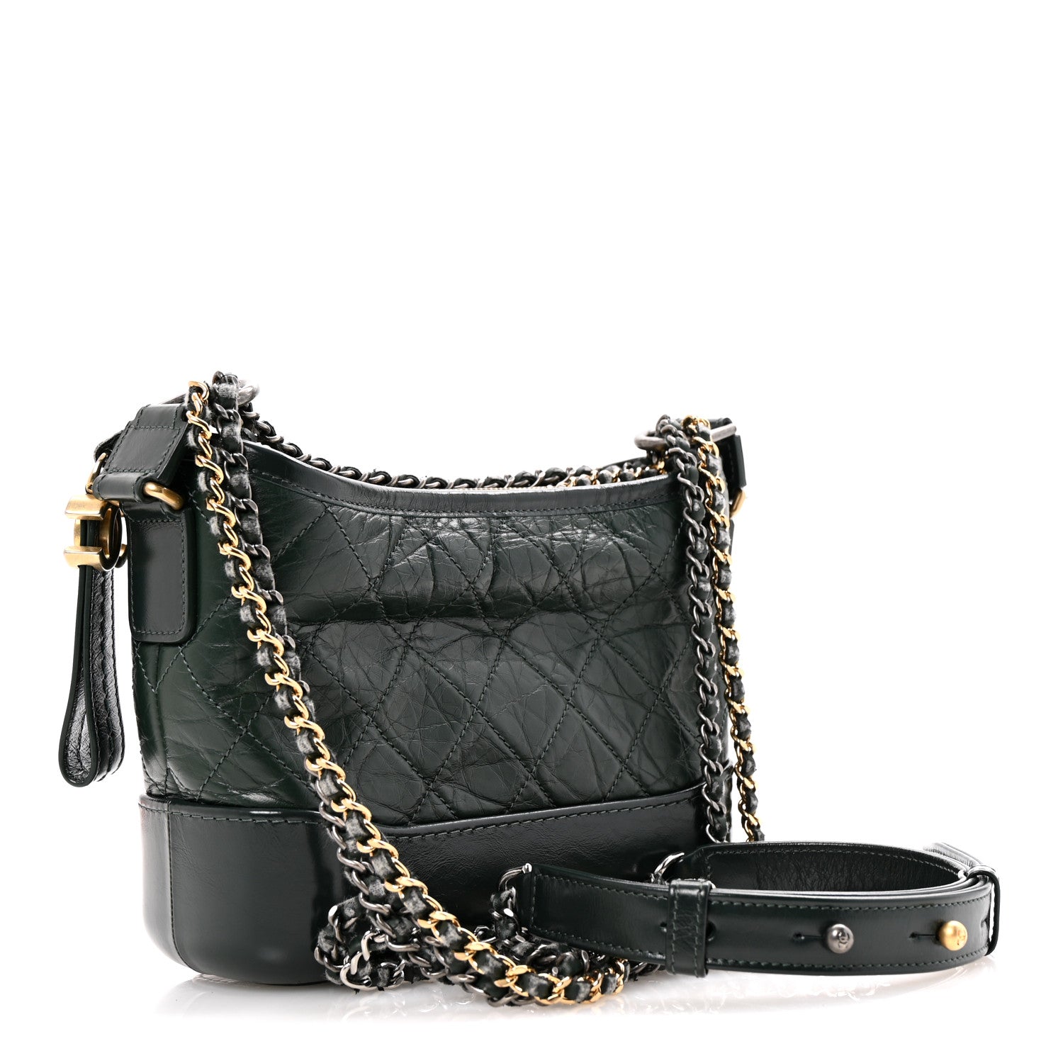 Chanel Aged Calfskin Quilted Small Gabrielle Hobo Dark Green 5 of 29