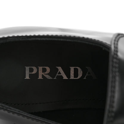 Prada Spazzolato Metal Triangle Logo 50mm Loafers 37 Black 6 of 9