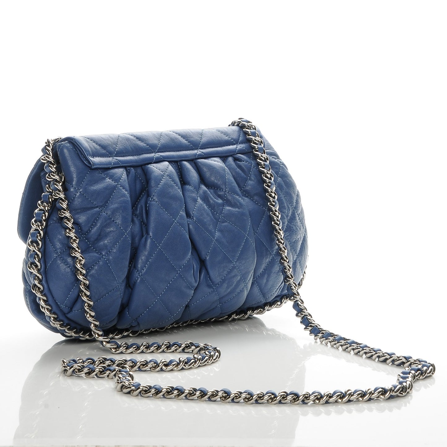 Washed Lambskin Chain Around Medium Messenger Blue