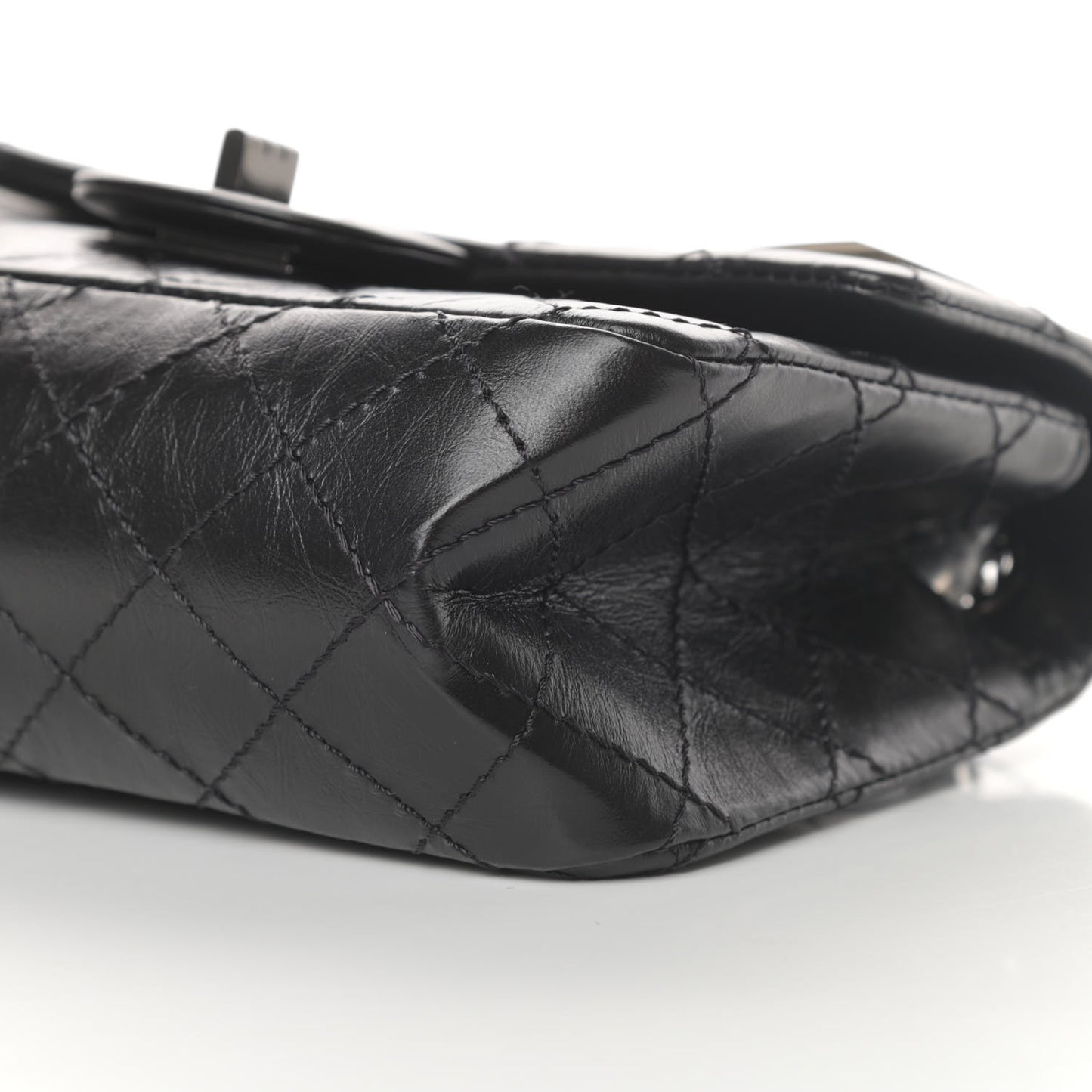 Aged Calfskin Quilted 2.55 Reissue Mini Flap So Black