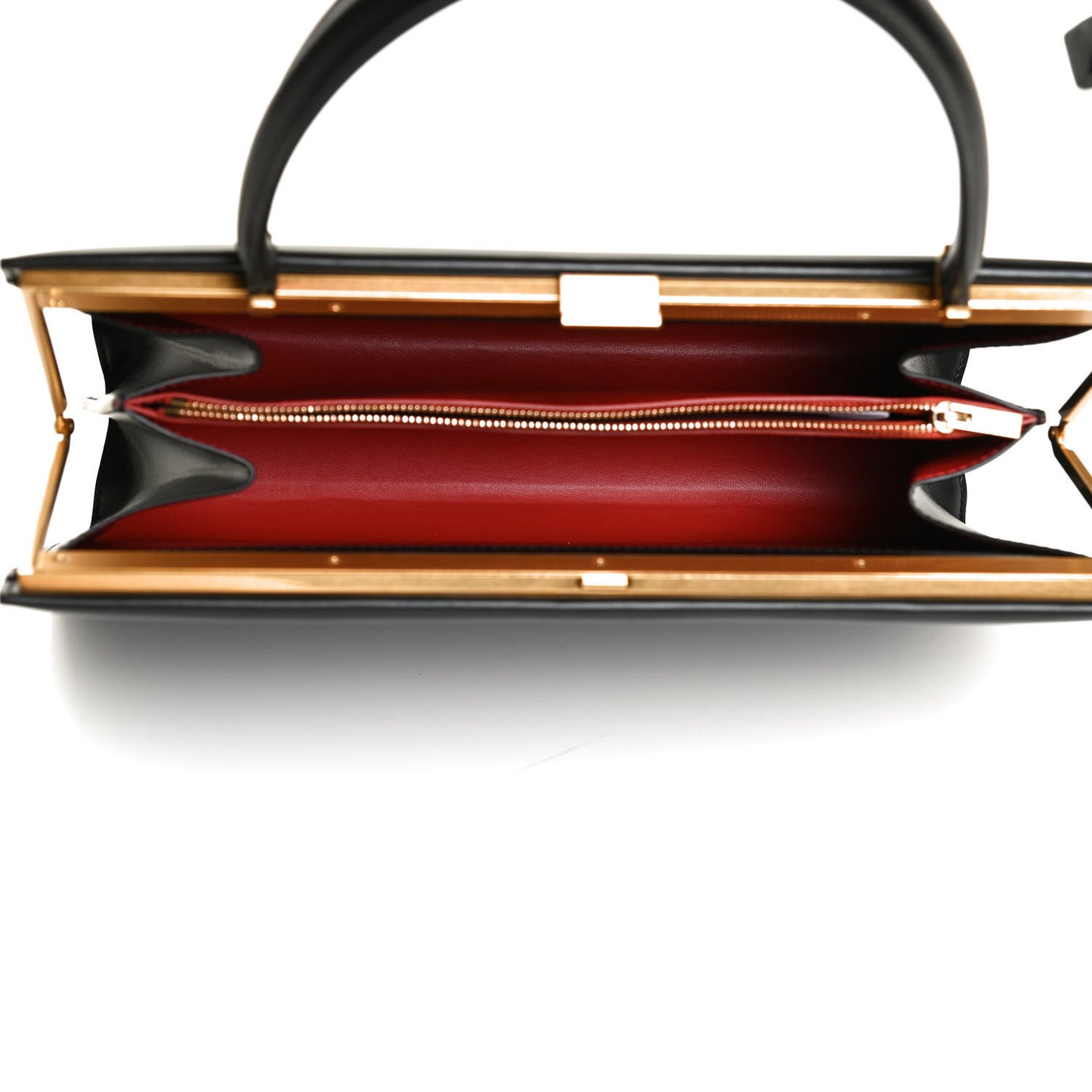 Box Calfskin Medium Clasp Bag Black