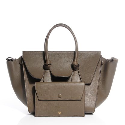 Celine Grained Calfskin Tie Knot Small Tote Dark Khaki 5 of 8