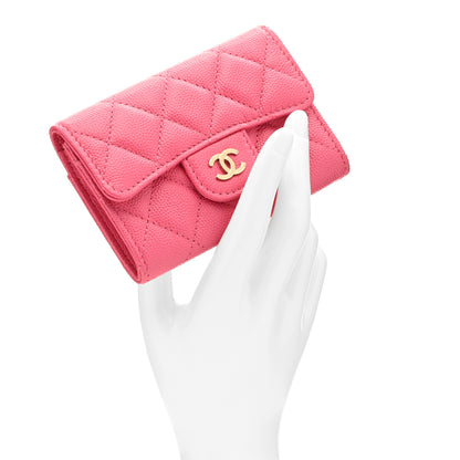 Chanel Caviar Quilted Flap Card Holder Wallet Pink 2 of 9