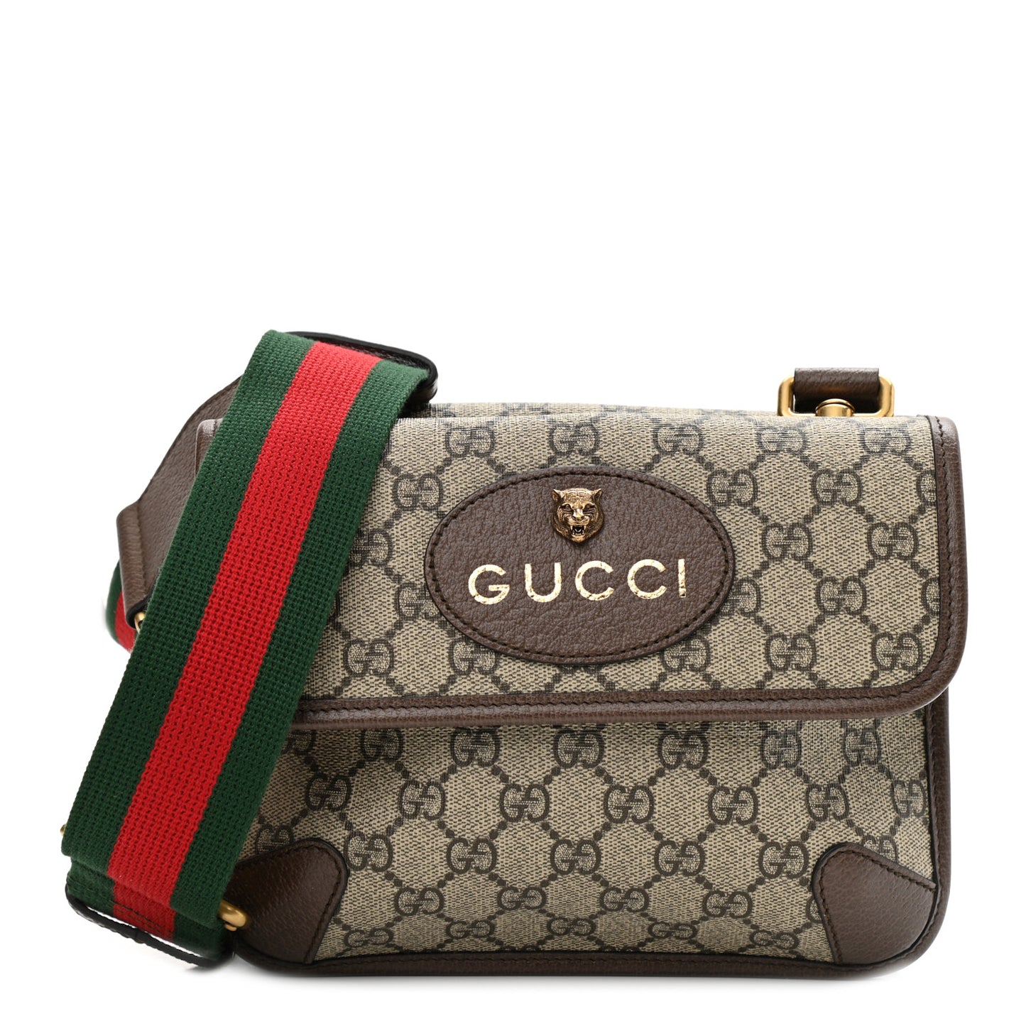 GG Supreme Monogram Web Small Neo Vintage Double Flap Messenger Bag Beige New Acero