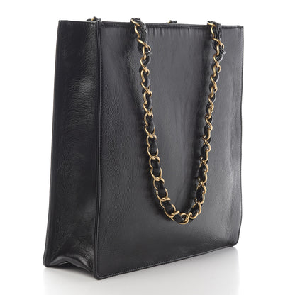 Chanel Shiny Aged Calfskin North South Shopping Bag Black 3 of 8
