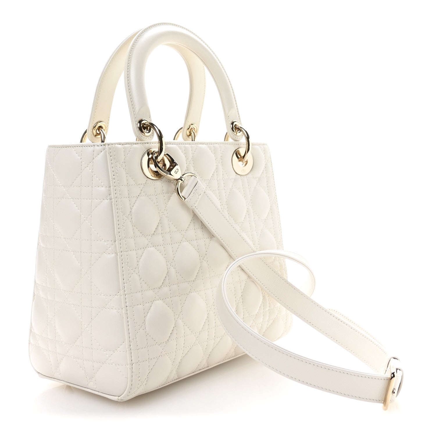 Christian Dior Lambskin Cannage Medium Lady Dior White 3 of 10