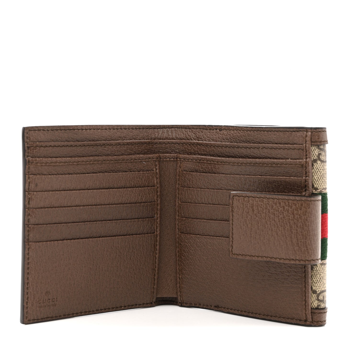 GG Supreme Monogram Web Ophidia French Flap Wallet Beige New Acero