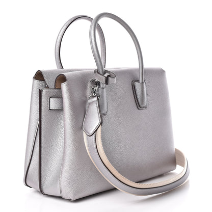 MCM Metallic Grained Calfskin Medium Milla Tote Spike Silver 3 of 17