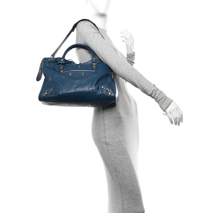 Balenciaga Agneau Classic Gold Hardware City Bleu Profond 2 of 11
