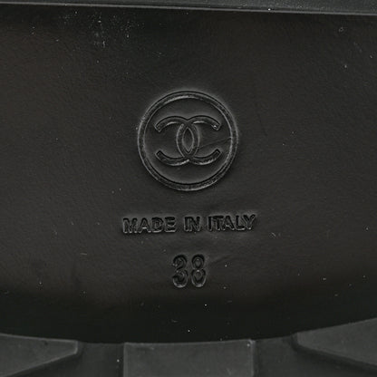 Chanel Shiny Calfskin Velvet Pearl Combat Short Boots 38 Black 6 of 14