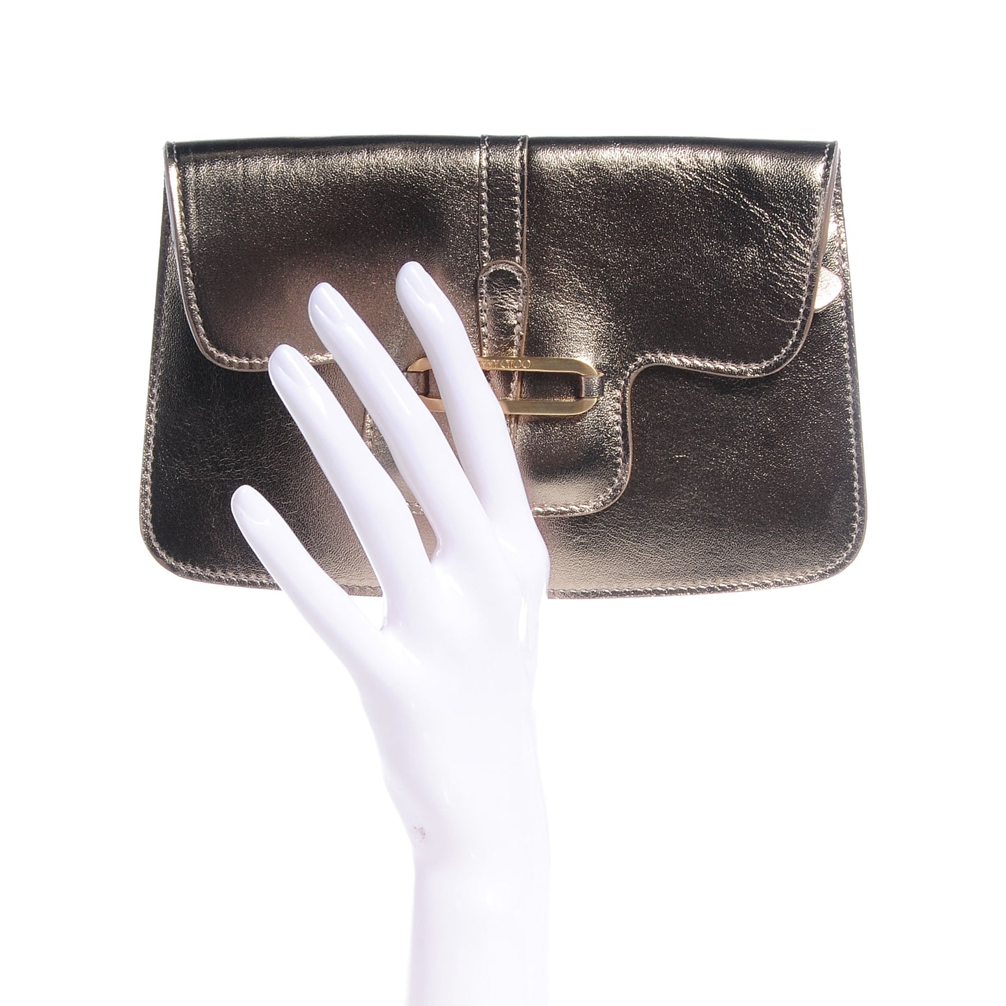 Leather Clutch Bag Metallic Gold
