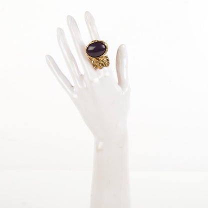 Saint Laurent Glass Cabochon Arty Ovale Ring 8 Plum 2 of 5